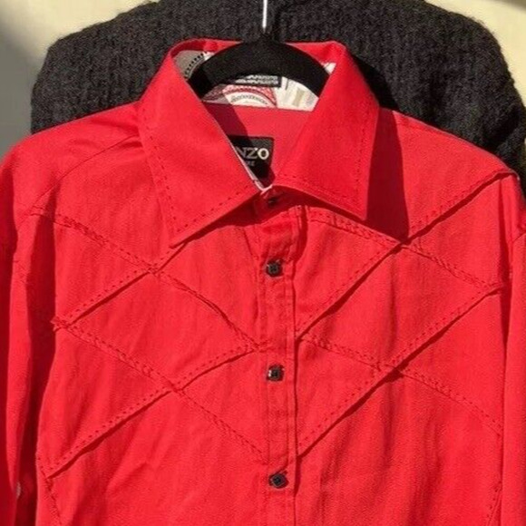Lanzó Couture Men's Button Up Dress Shirt Western Vibes Red Size L - Picture 2 of 11